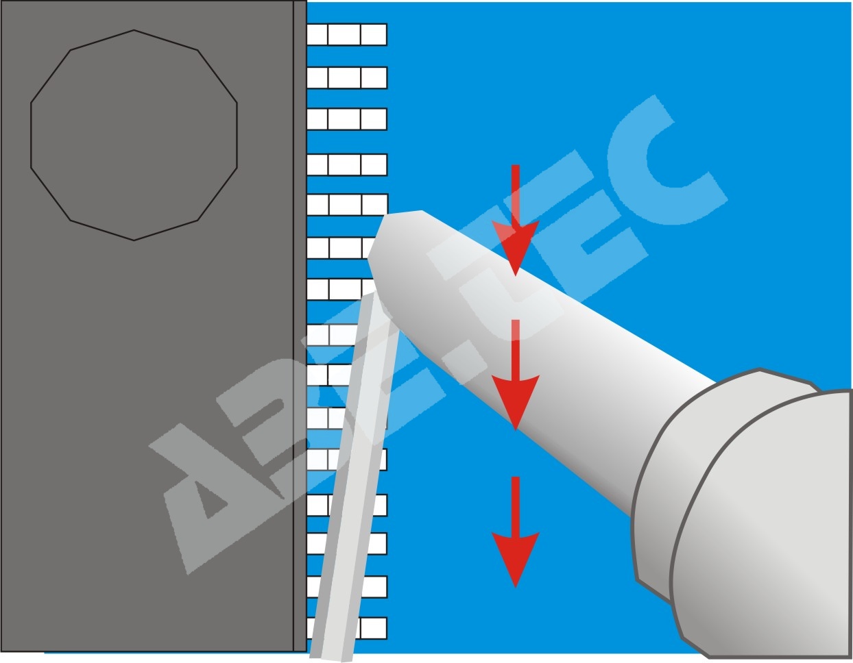 Použití tvaru pájecího hrotu BCM/CM při pájení QFP vlečením