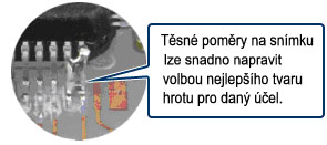 Těsné poměry lze snadno napravit volbou nejlepšího tvaru pájecího hrotu