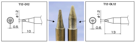 Rozdíl mezi standardním hrotem a Heavy Duty hrotem je na fotografii jasně zřetelný