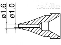 Odpájecí tryska HAKKO N61-03, SS typ, 1,6mm/1,0mm